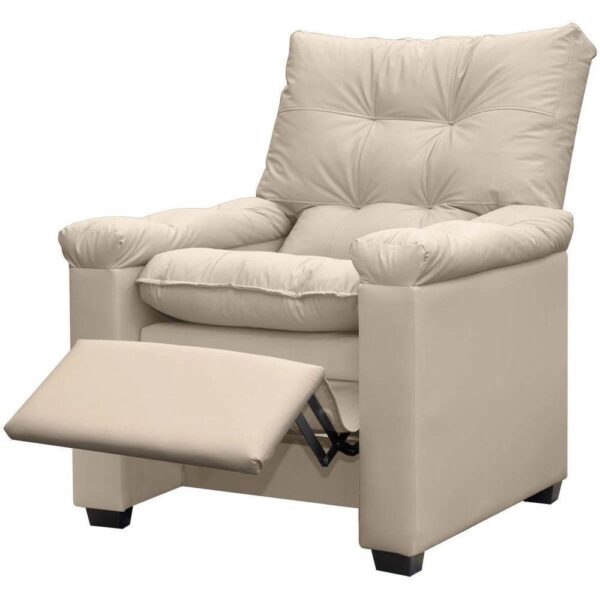 Poltrona Do Papai Reclinável Imperador Couro Facto Bege – Sofa Store - Imagem 4